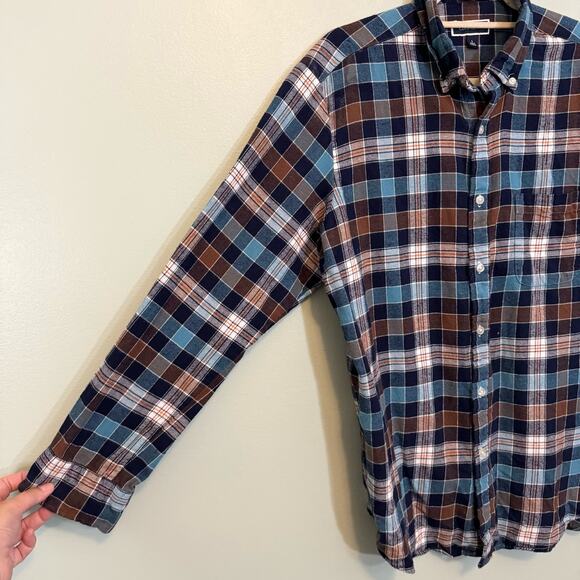 CLUB ROOM Shirt Mens L Plaid Button Down Long Sleeve Cotton Casual Preppy Blue - Picture 4 of 7